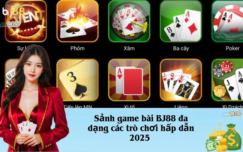 Sảnh game bài BJ88 đa dạng các trò chơi hấp dẫn 2025